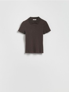 T-shirt polo - ciemnobrązowy