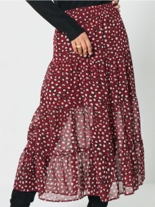 Spódnica ze wzorkiem - bordowy