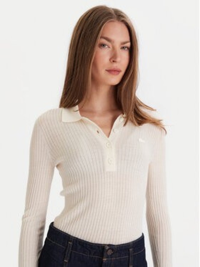 Lacoste Sweter AF4006 Écru Slim Fit