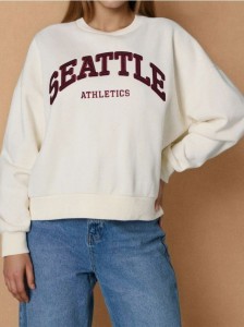 Bluza crewneck - kremowy