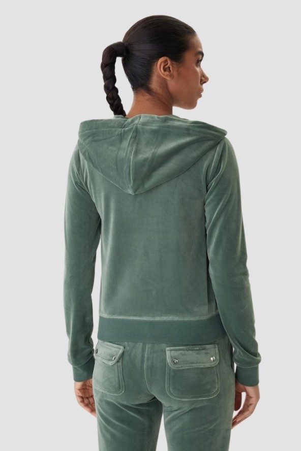 JUICY COUTURE Zielona bluza damska Gold Robertson Hoodie, Rozmiar S