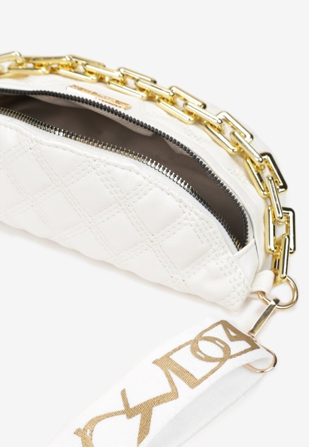 Biała Pikowana Nerka z Łańcuchem Kronlo