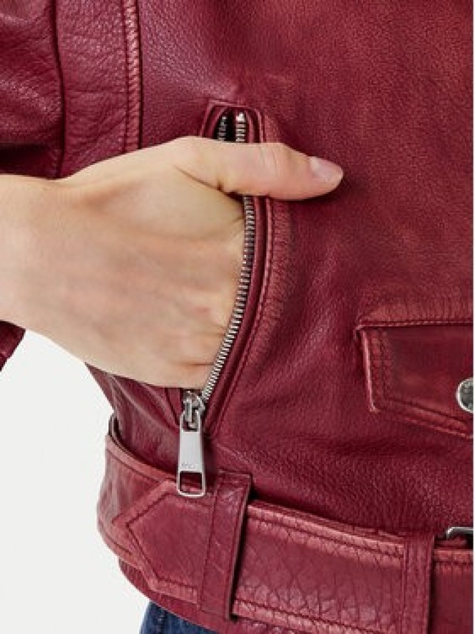 BOSS Kurtka skórzana C_Sadora 50543026 Bordowy Regular Fit