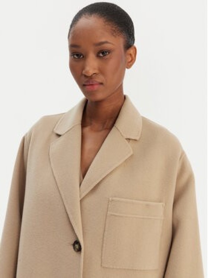 Weekend Max Mara Płaszcz wełniany Galosce 2615011021 Beżowy Relaxed Fit