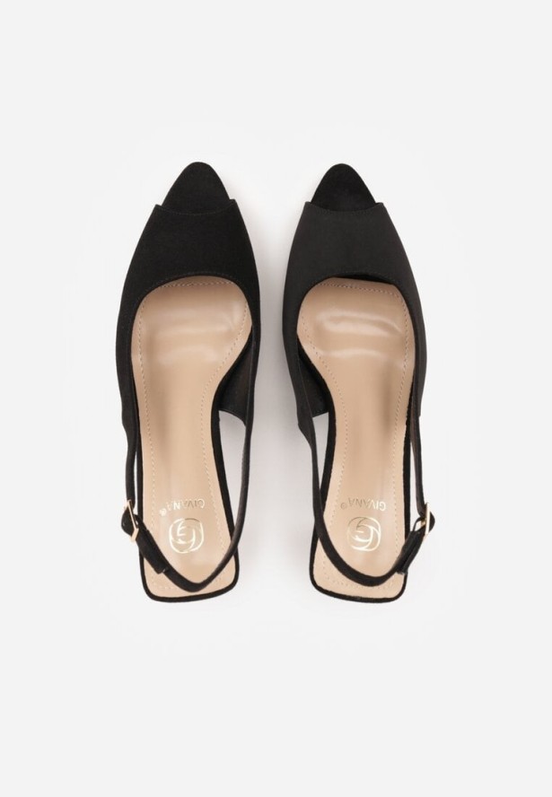 Czarne Sandały na Szpilce z Wycięciem na Palce i Odkrytą Piętą Zitissa