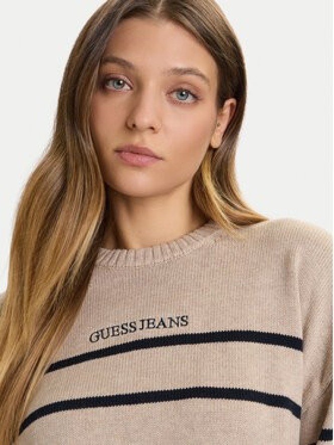 Guess Jeans Sweter W5BR03 Z3HM1 Beżowy Relaxed Fit