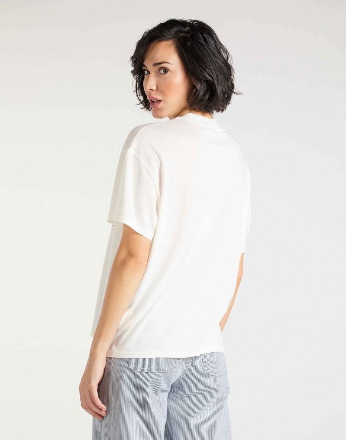 T-SHIRT DAMSKI LEE OVERSIZED TEE BOYFRIEND FIT ECRU L41SBYNQ 112109158