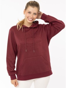 Zwillingsherz Bluza "Happiness Vibes" w kolorze bordowym rozmiar: S/M