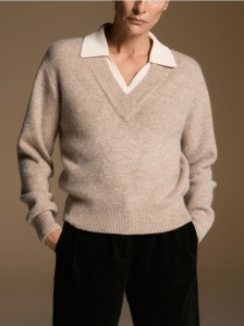 Sweter z wełną - beżowy