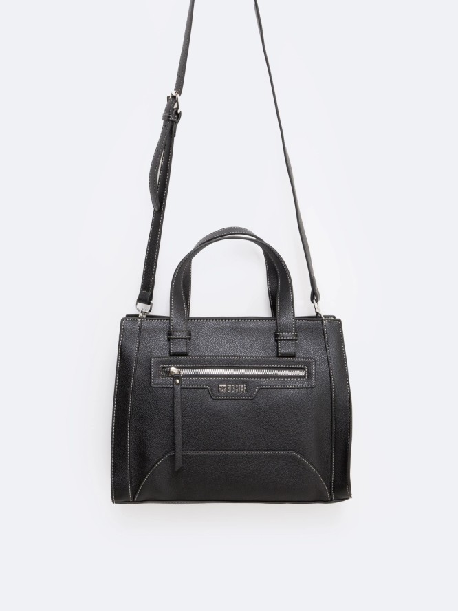 Torebka damska do ręki z dodatkowym paskiem czarna Marana 906