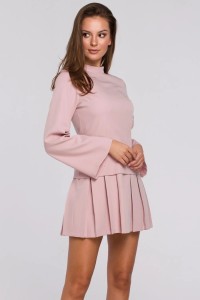 Elegancka sukienka mini z kontrafałdami różowa