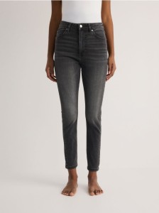 Jeansy slim fit mid rise - jasnoszary