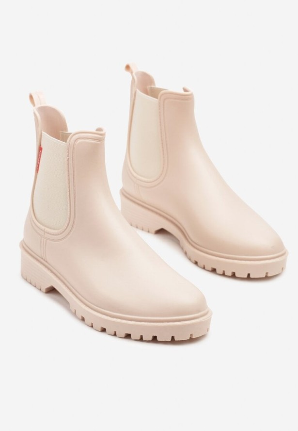 Beżowe Kalosze w Stylu Sztybletów Bellexia