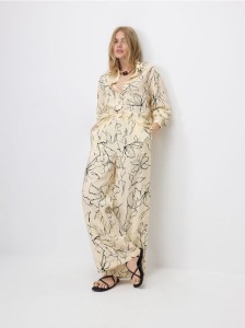 Wzorzyste spodnie z wiskozą - wielobarwny