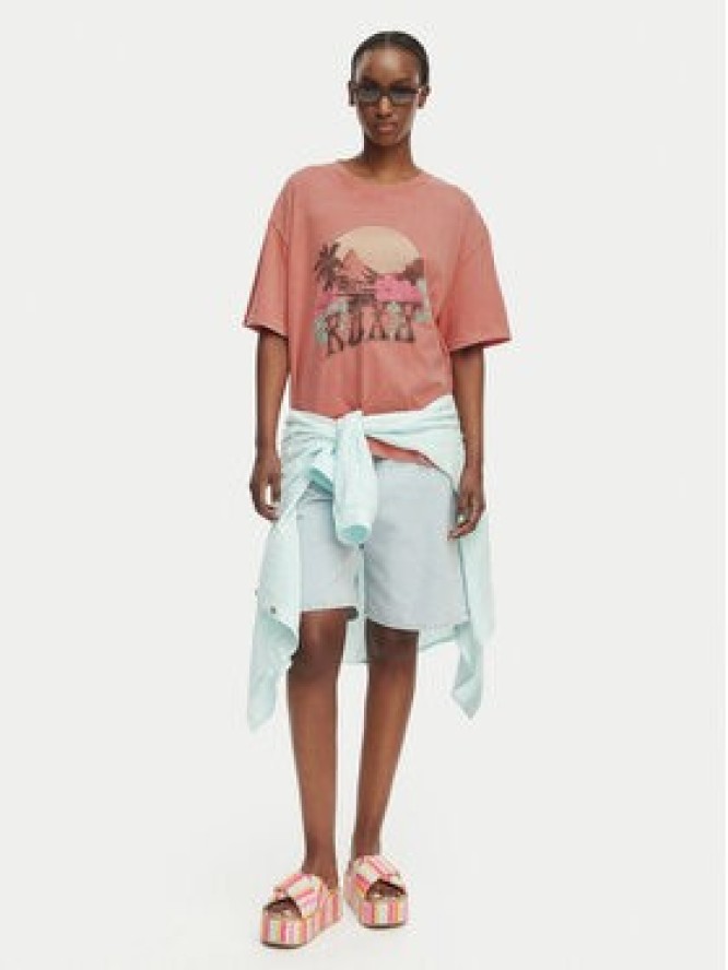 Roxy T-Shirt Talloversize Washed ERJZT06081 Pomarańczowy jasny Loose Fit