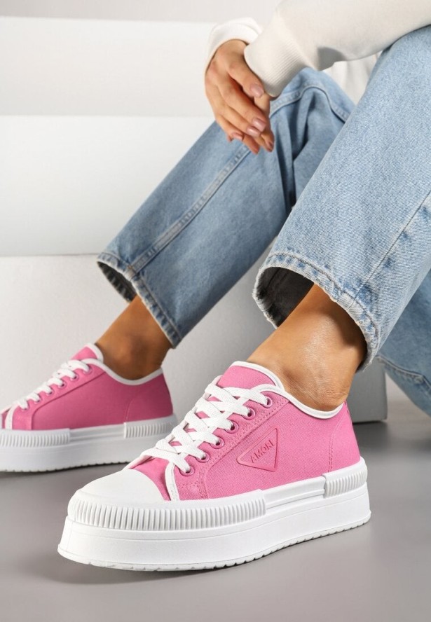 Fuksjowe Trampki na Platformie z Naszywką na Boku Alimiora