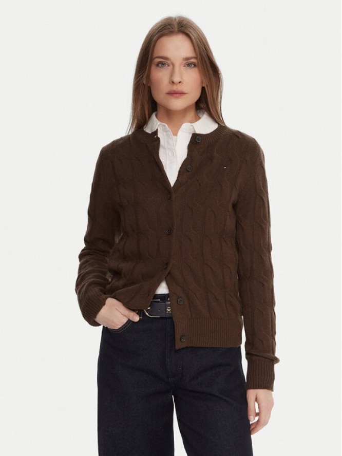 Tommy Hilfiger Kardigan WW0WW47463 Brązowy Regular Fit