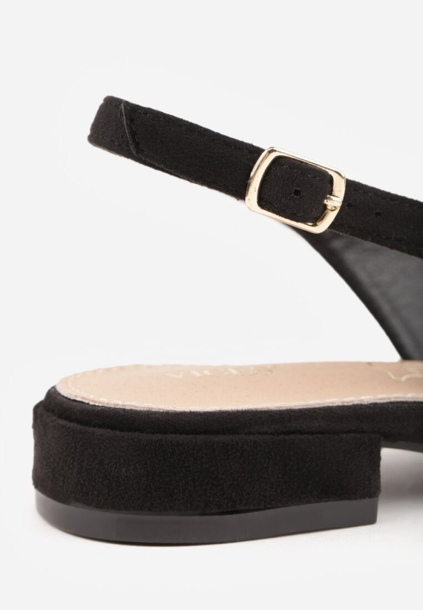 Czarne Sandały Slingback Vices z Wkładką ze Skóry Naturalnej Annisae