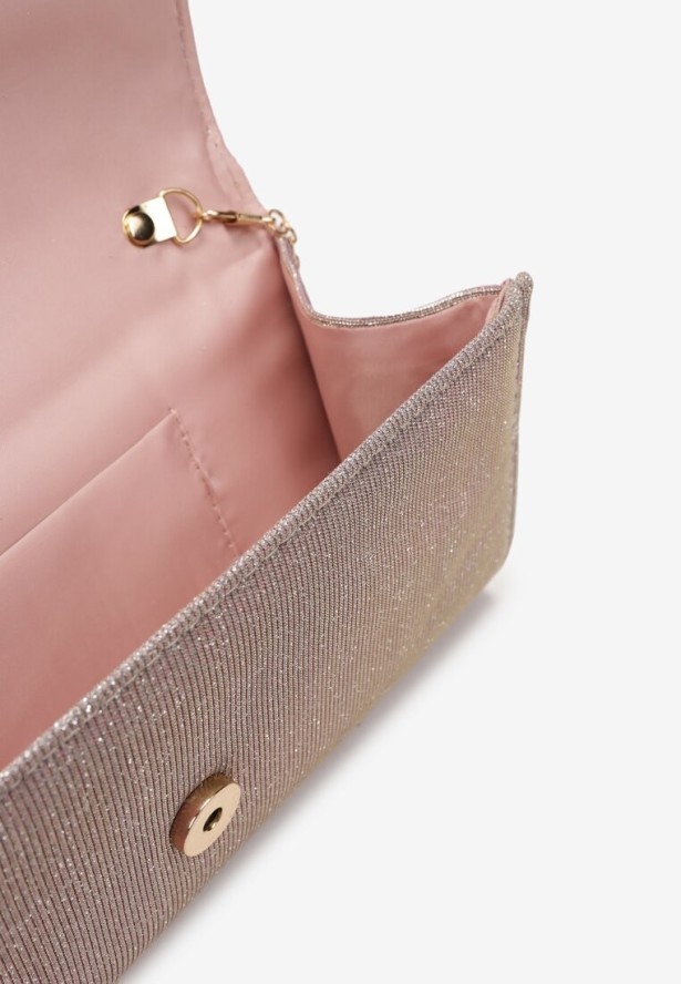Różowa Brokatowa Torebka Kopertówka z Łańcuszkiem Bobbette