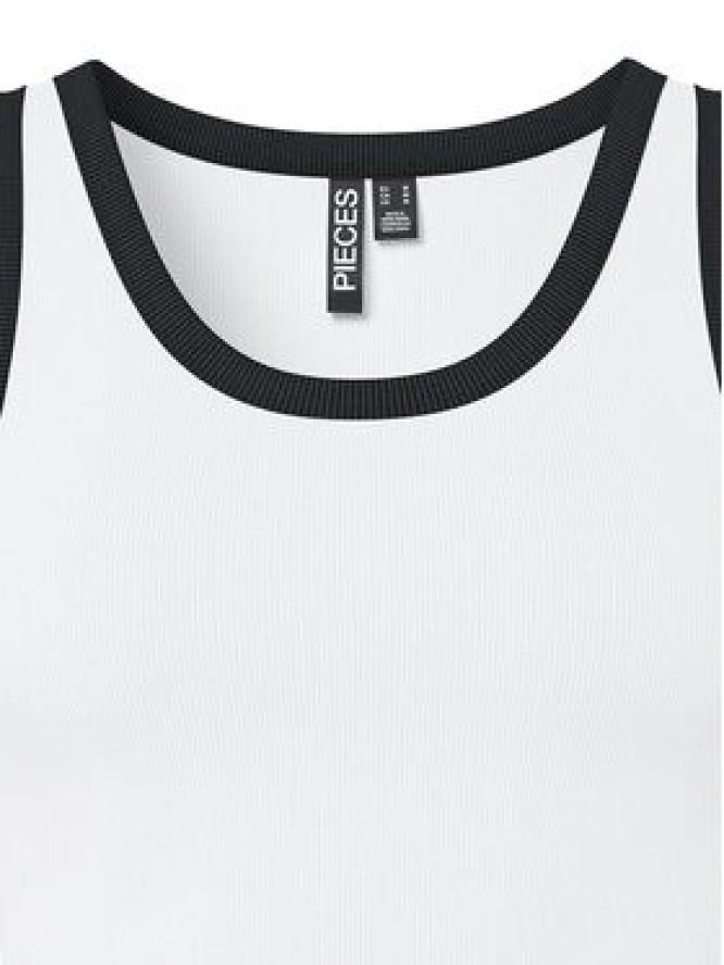 Pieces Top May 17154484 Biały Slim Fit