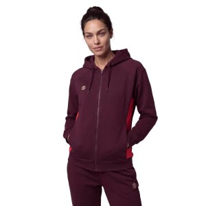 Damska rozpinana bluza z kapturem Siroko Fullzip Hoodie Burgundy/Red W