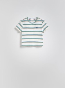 T-shirt w paski - złamana biel