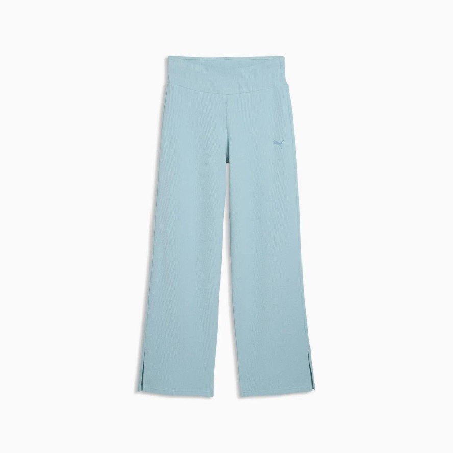Spodnie damskie Puma ESS ELEVATED HW STRAIGHT LEG niebieskie 69181547 r M