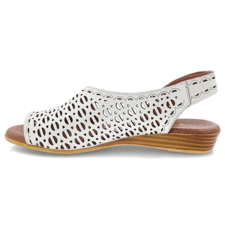 Sandały damskie Artiker, eleganckie ze skóry naturalnej wsuwane na płaskim obcasie, białe, 56C2549