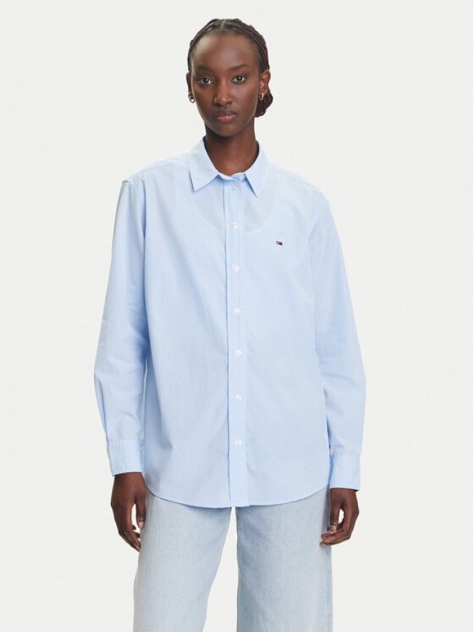 Tommy Jeans Koszula Micro Gingham DW0DW20987 Niebieski Relaxed Fit