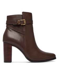 LAUREN RALPH LAUREN Botki Brooke II Calfskin Bootie Heel 802974475003 Brązowy