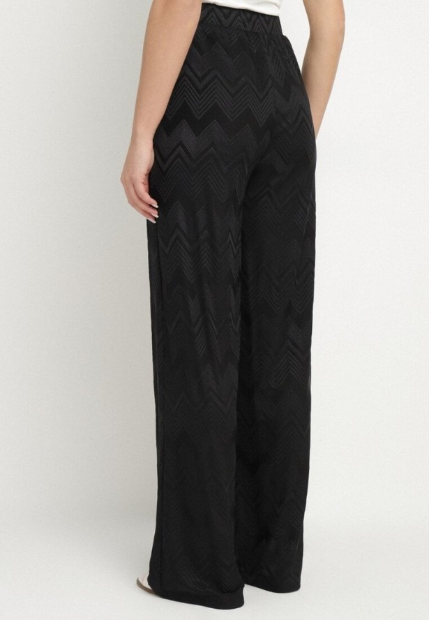 Czarne Szerokie Spodnie z Wiskozą i Wysokim Stanem Abriela