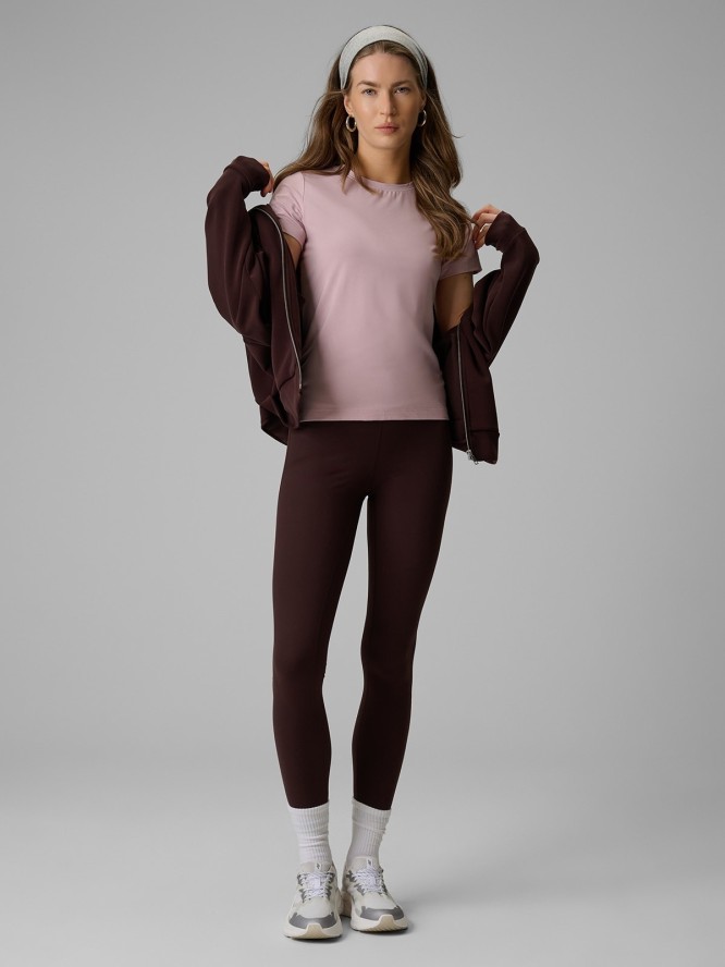 4F T-shirt slim gładki damski - różowy S