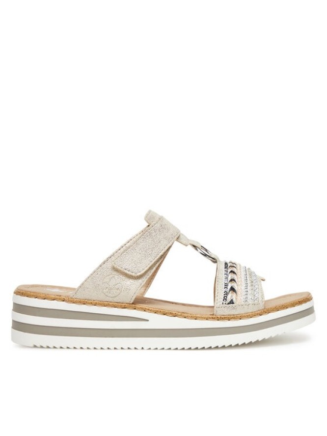 Rieker Klapki V02M6-60 Srebrny