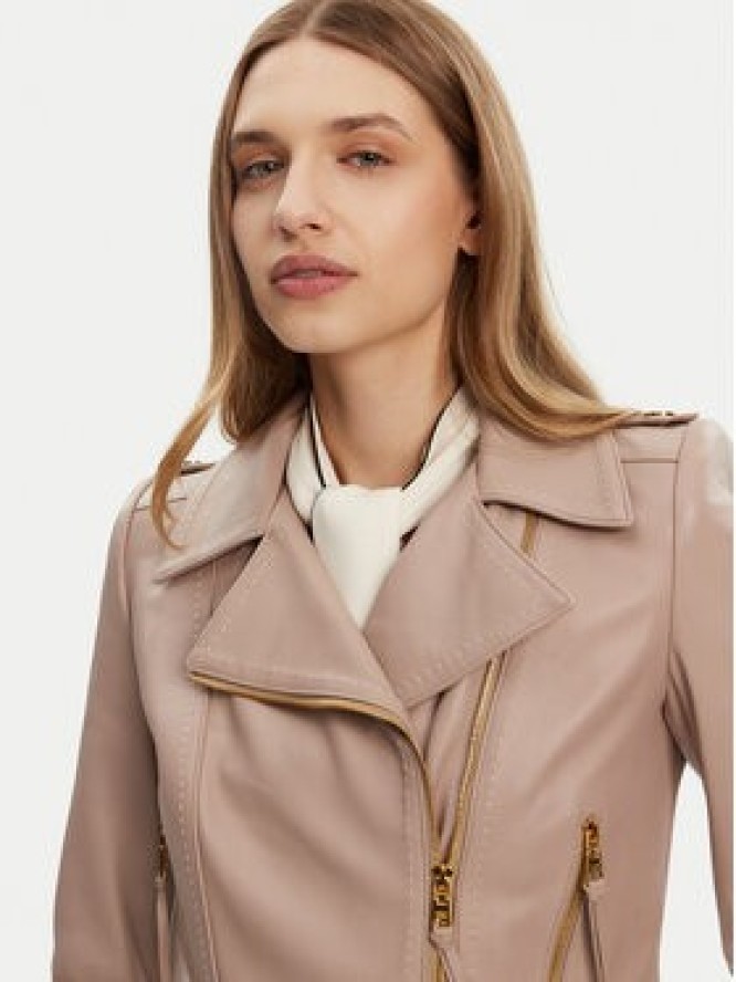 Elisabetta Franchi Kurtka skórzana GD-47Z-51E2-V1200 Beżowy Regular Fit