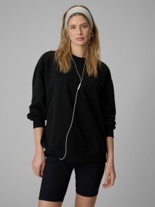 4F Bluza dresowa loose bez kaptura damska - czarna M