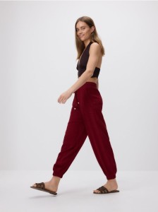Spodnie jogger z wiskozą - bordowy