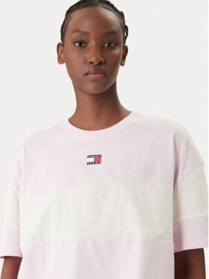 Tommy Jeans T-Shirt Badge Colour-Blocked DW0DW18706 Różowy Oversize