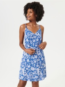 Sukienka mini na ramiączkach - niebieski