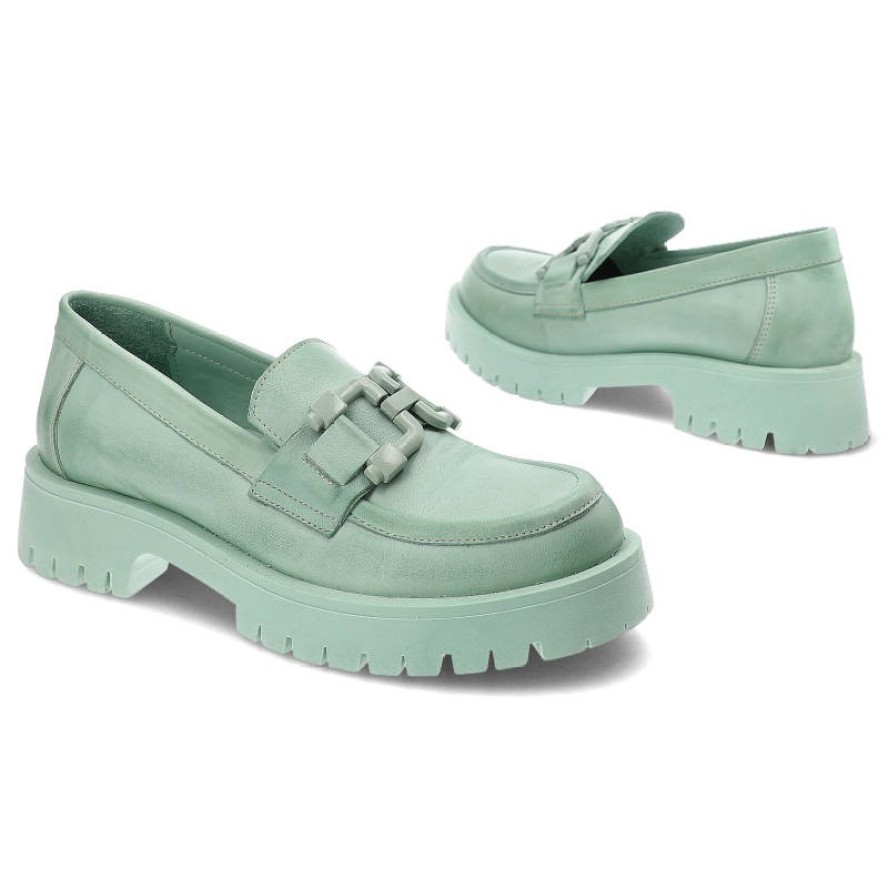 Zielone Mokasyny Venezia Stylowe Buty Damskie