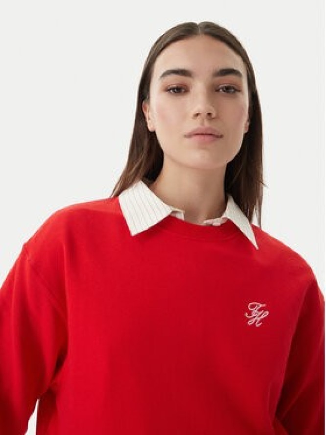 Tommy Hilfiger Bluza Logo Embroidery WW0WW48724 Czerwony Relaxed Fit
