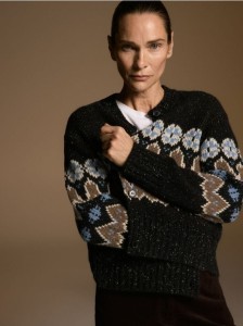 Wzorzysty kardigan z wełną - wielobarwny