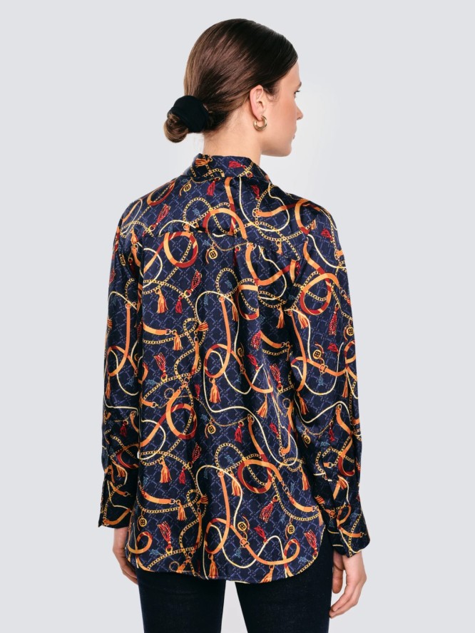 Koszula damska z nadrukiem granatowa Dorta 403