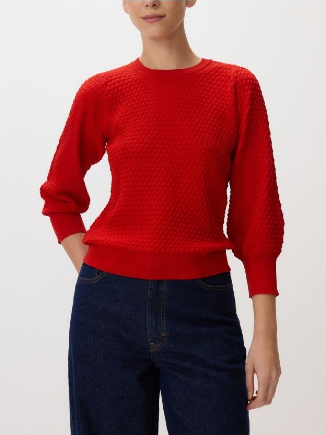 Sweter z bufiastym rękawem - czerwony