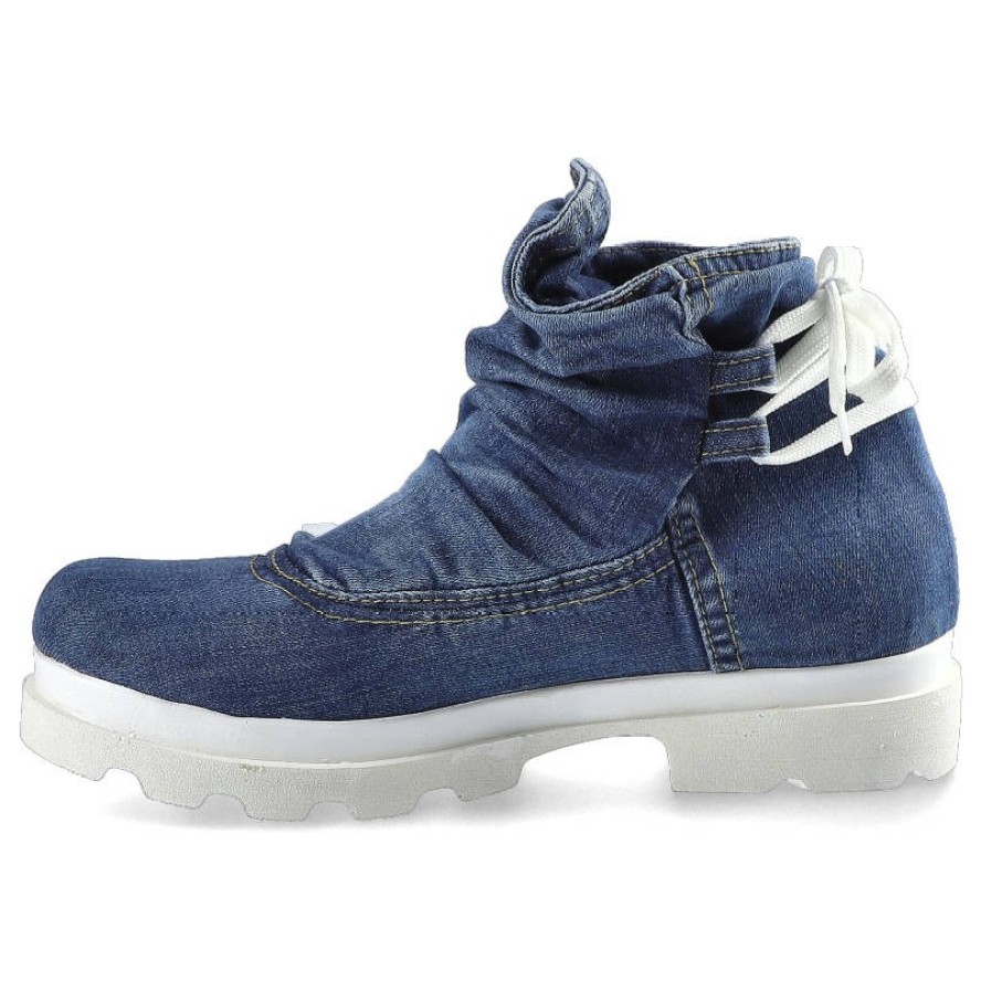 Jeansowe Botki Lanqier Damskie Lekkie Obuwie