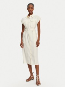 Patrizia Pepe Sukienka koszulowa 2A2870/A573-W146 Écru Regular Fit