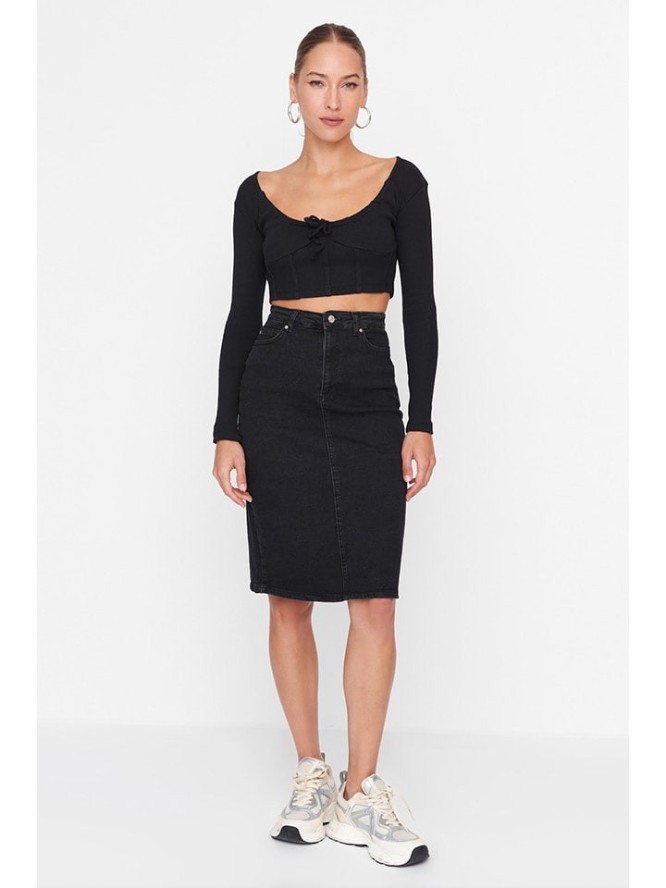 trendyol Spódnica dżinsowa w kolorze czarnym rozmiar: 34