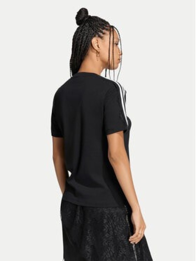 adidas T-Shirt Lace 3 Stripes LG4263 Czarny Regular Fit