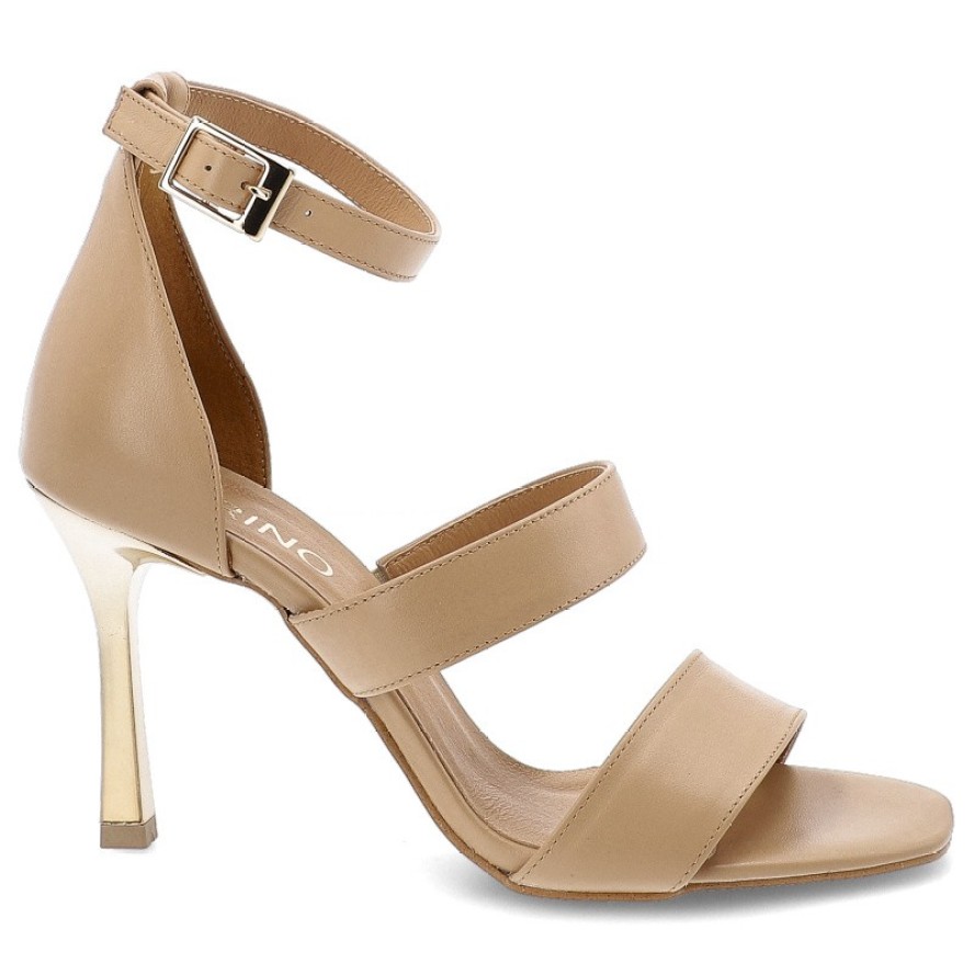 Beżowe Sandały Karino Stylowe Obuwie Damskie Na Szpilce