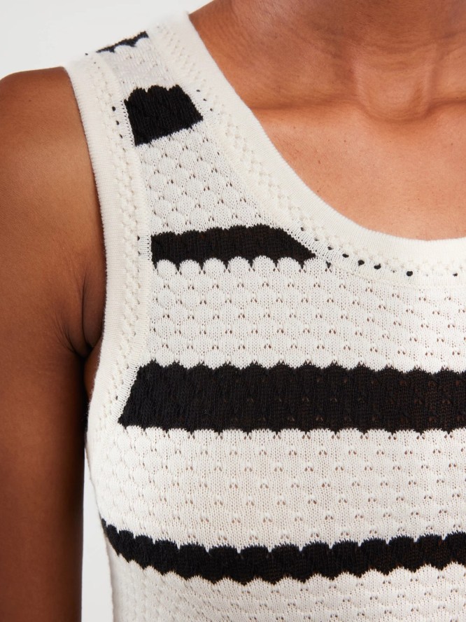 Sukienka damska maxi dzianinowa w paski biało-czarna Idalia 100