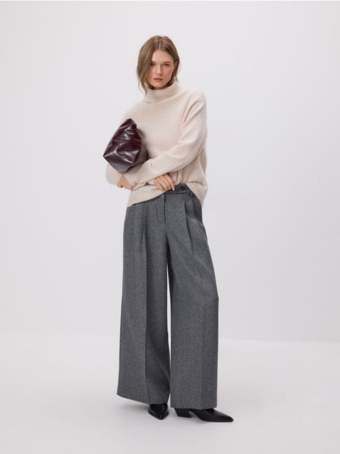 Spodnie z zakładkami - ciemnoszary